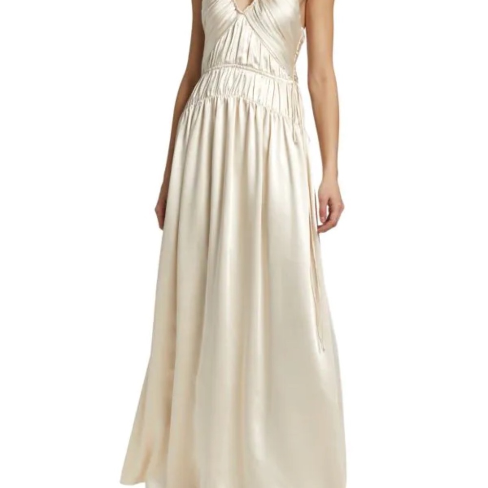 JONATHAN SIMKHAI Clementine Open Back Halter Gown